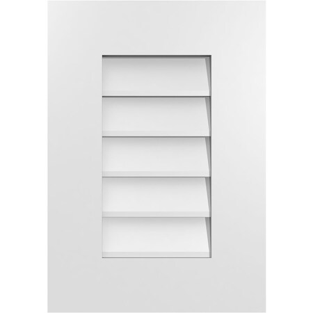 Ekena Millwork Vertical Surface Mount PVC Gable Vent: Non-Functional, w/ 3-1/2"W x 1"P Standard Frame, 14"W x 20"H GVPVE14X2001SN